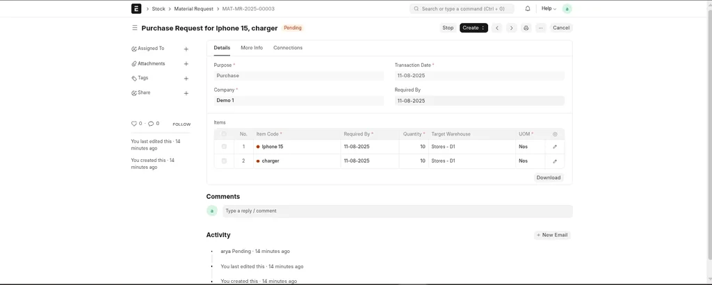ERPNext Purchase Management - Purchase Needs