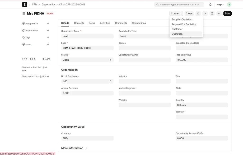 ERPNext Sales Pipeline