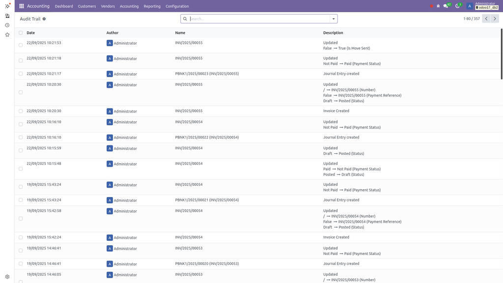 Audit Trail Screenshot