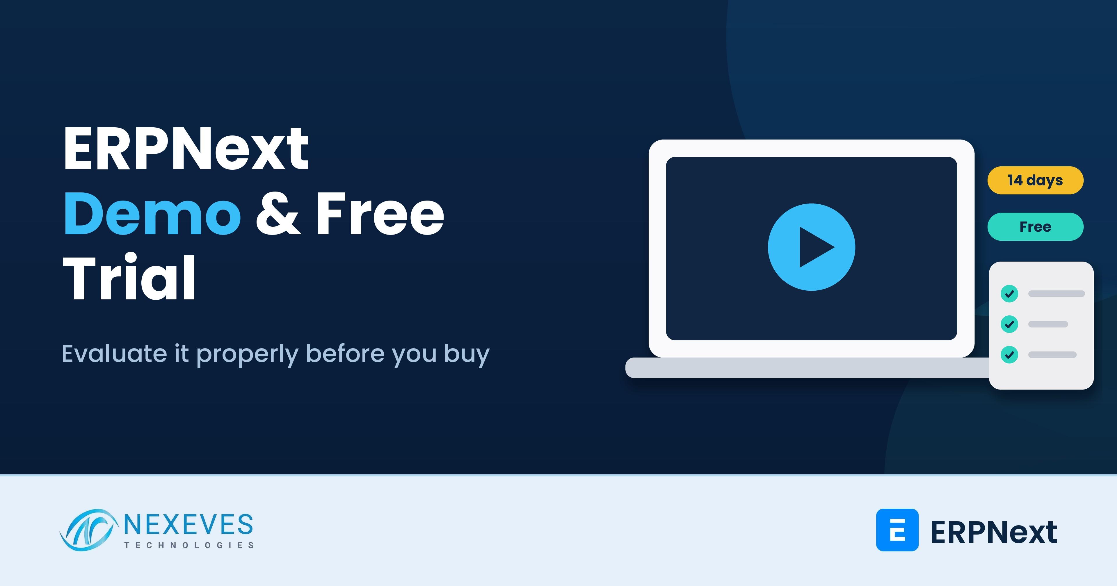 ERPNext demo and free trial evaluation guide with scorecard