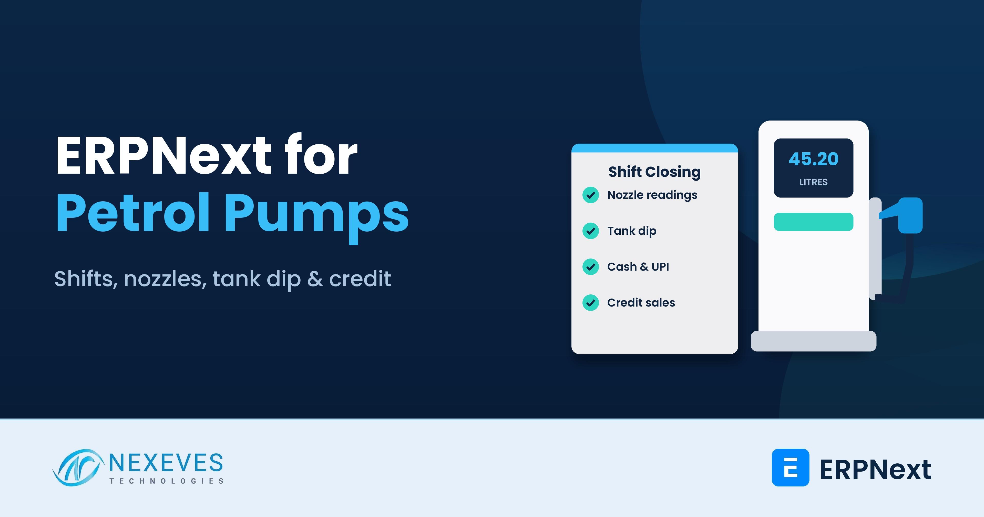 ERPNext for petrol pumps: nozzle readings, shift closing, tank stock and credit sales