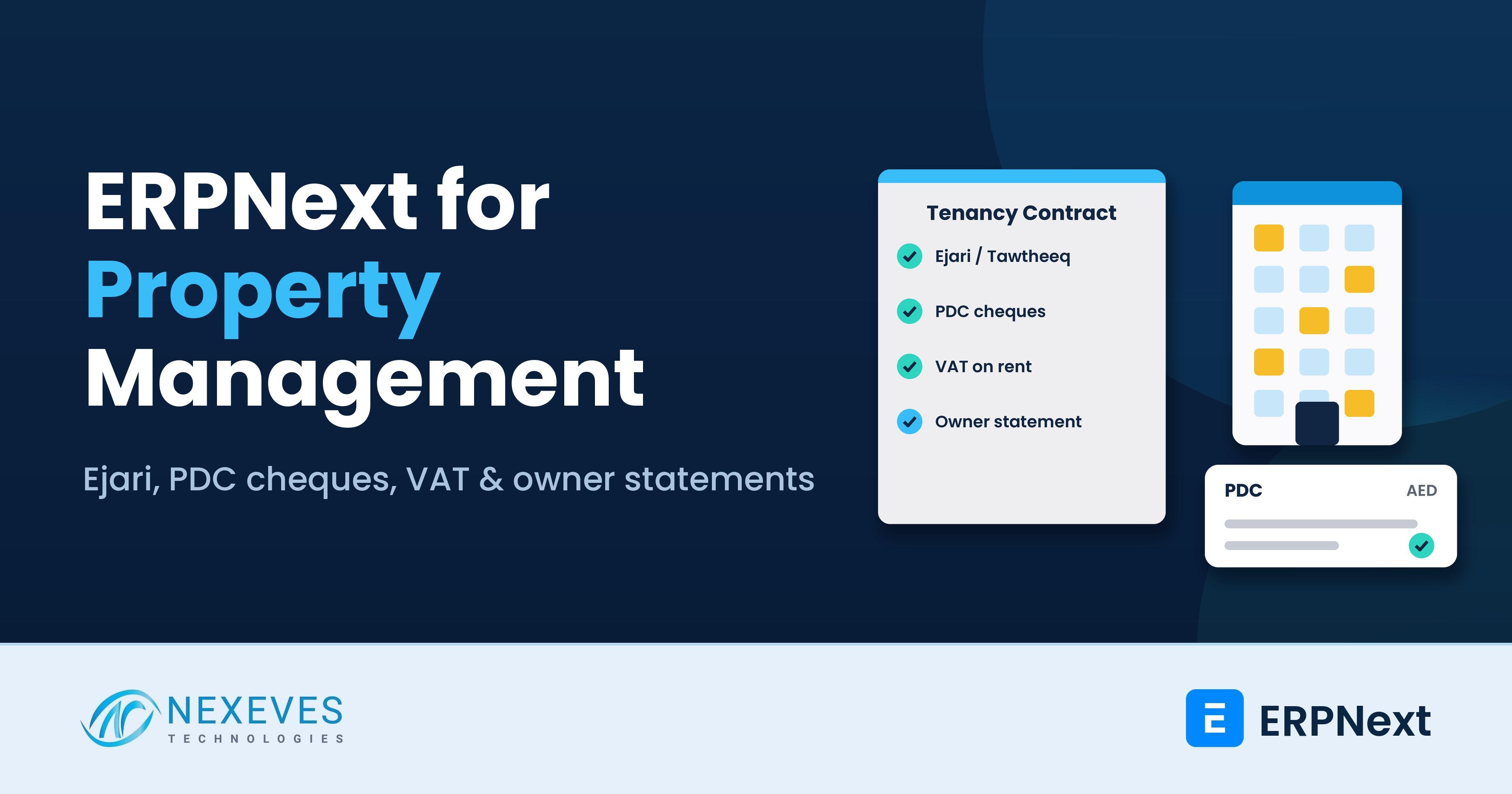 ERPNext property management in the UAE: Ejari, PDC cheques, VAT and owner statements