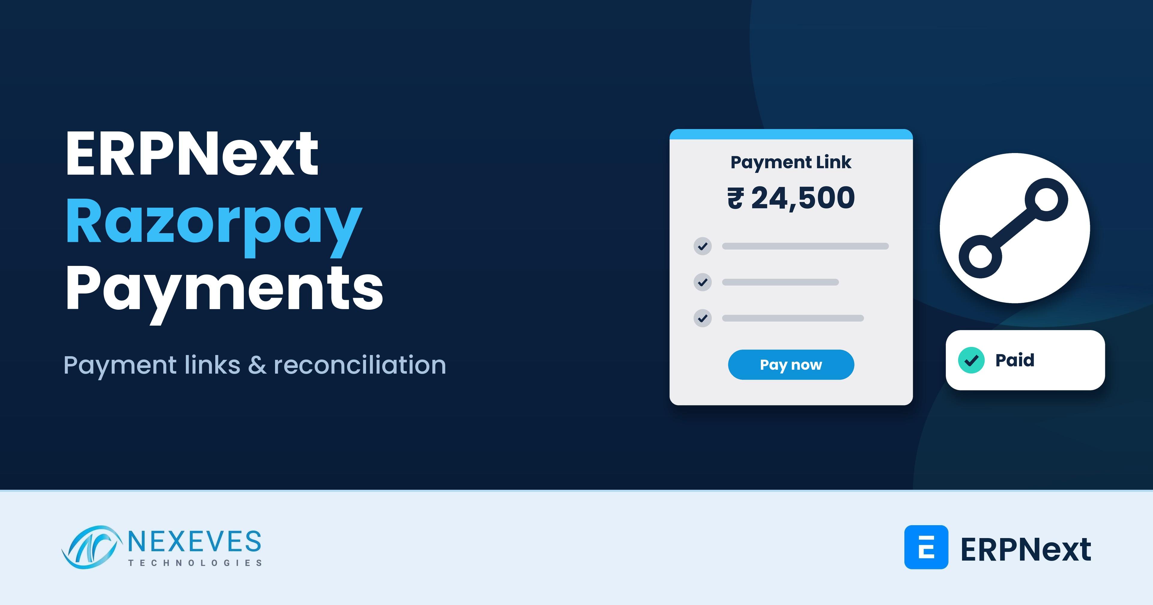 ERPNext Razorpay payment gateway setup with payment links on invoices
