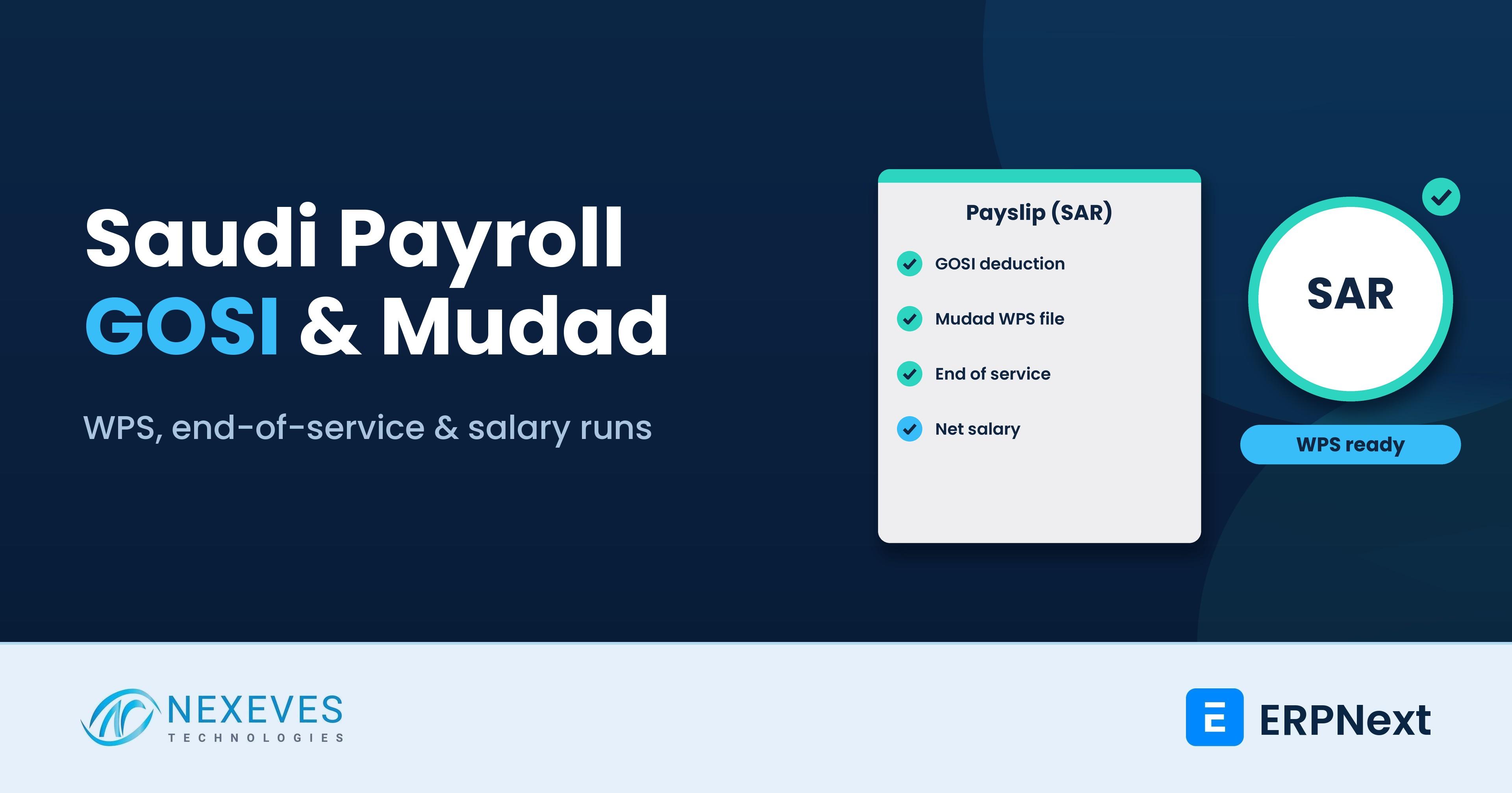 ERPNext Saudi payroll with GOSI contributions, Mudad WPS and end of service award