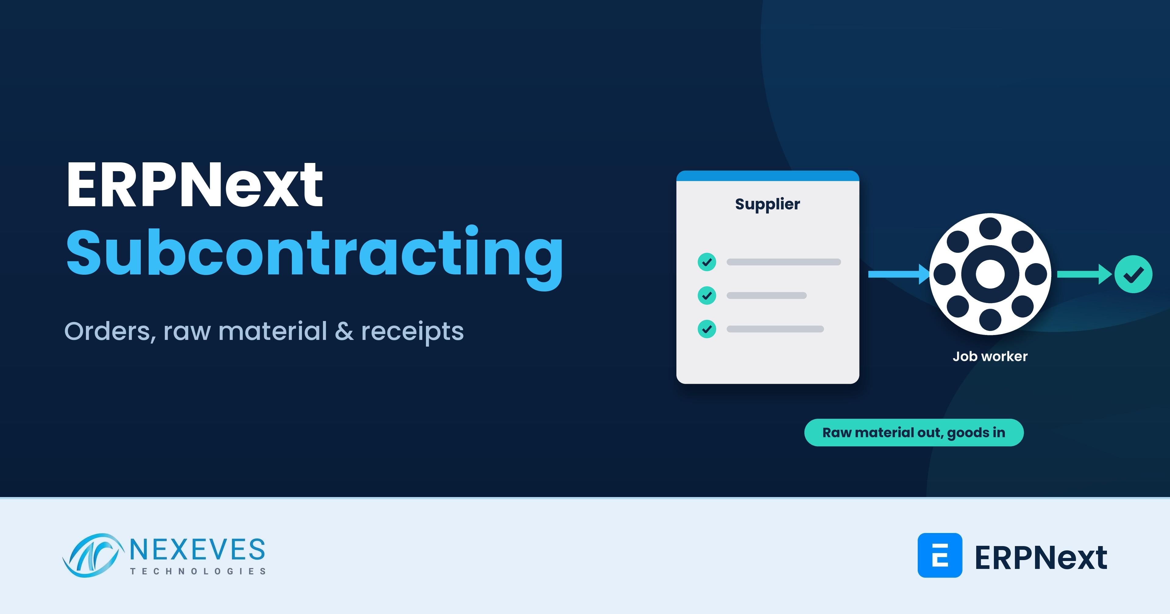 ERPNext subcontracting and job work with subcontracting orders and receipts
