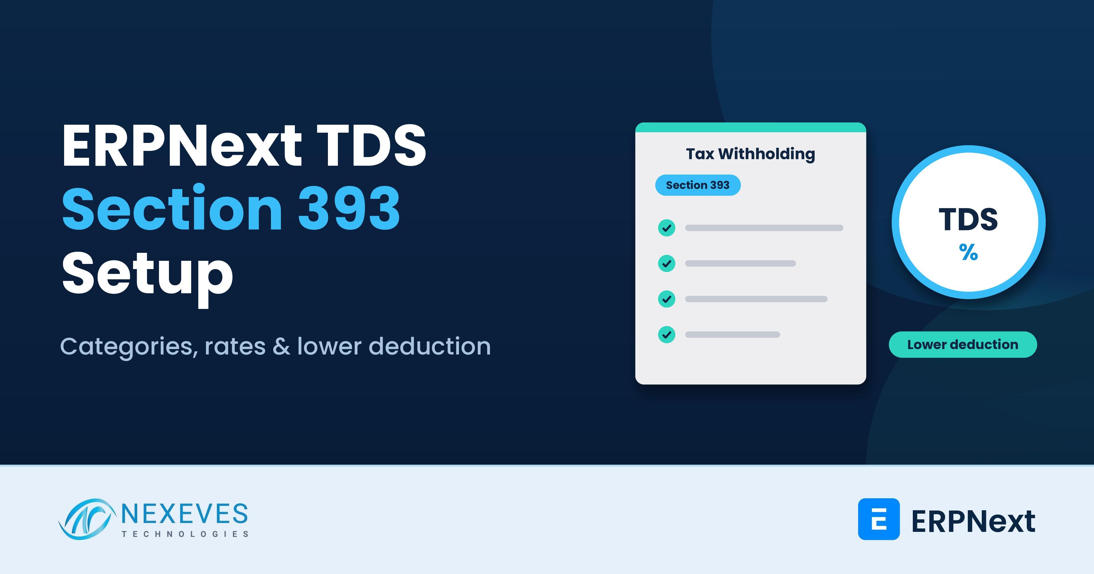ERPNext TDS setup in India with Tax Withholding Category and section 393 codes