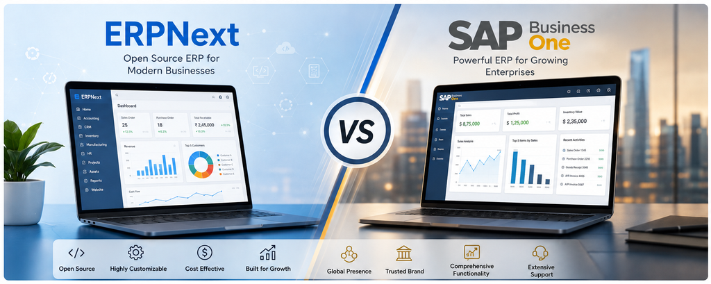 ERPNext vs SAP Business One: Which ERP is Right for Your Business ? - Cover Image