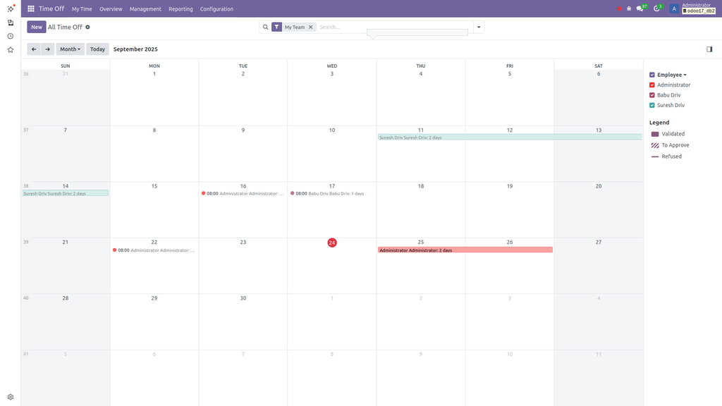 Odoo Time Off Screenshot