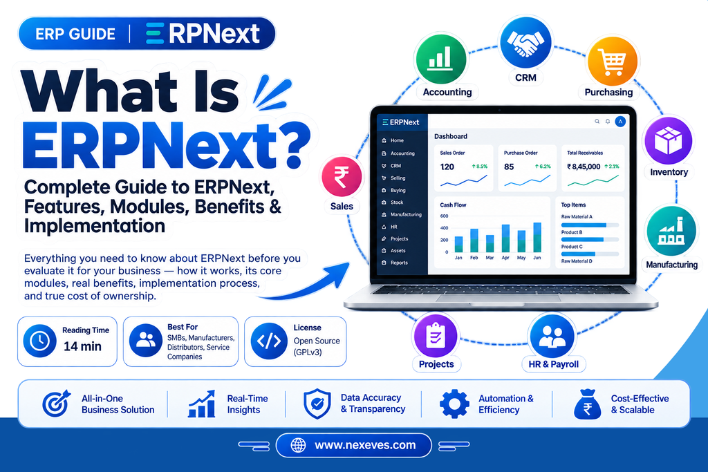 What Is ERPNext? Complete Guide to ERPNext, Features, Modules, Benefits & Implementation - Cover Image